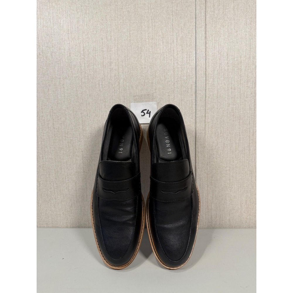 Seven 91 Mens Black Penny Loafers Dress Shoes Size 9 EUR 42 Slip On Casual